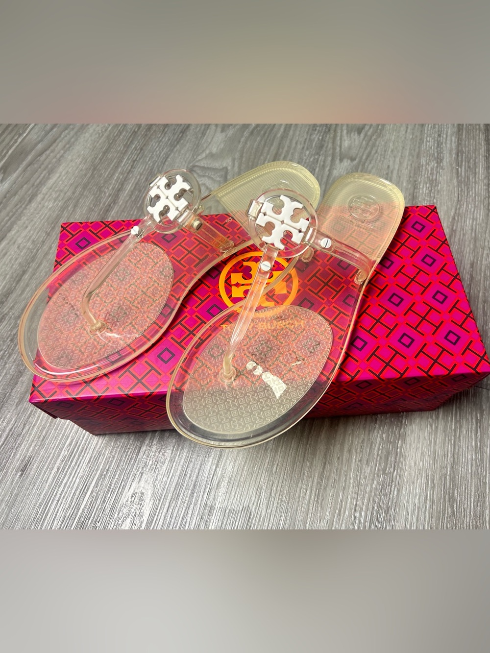 Tory Burch Mini Miller Clear Jelly Thong Sandals Size 8M